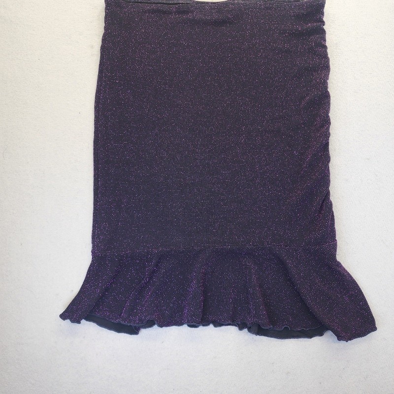 VTG Serendipity Maui Purple Metallic Shimmer Ruched Ruffle Mermaid Midi Skirt M