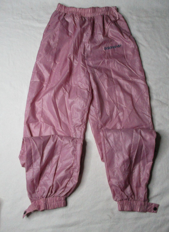 RARE Vintage 1970s Adidas Womens M 100% Nylon Pastelle Pink Track Pants
