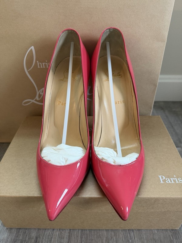 Christian Louboutin Pink Patent Leather Pointed Toe Pumps Slip On US 10 gallery