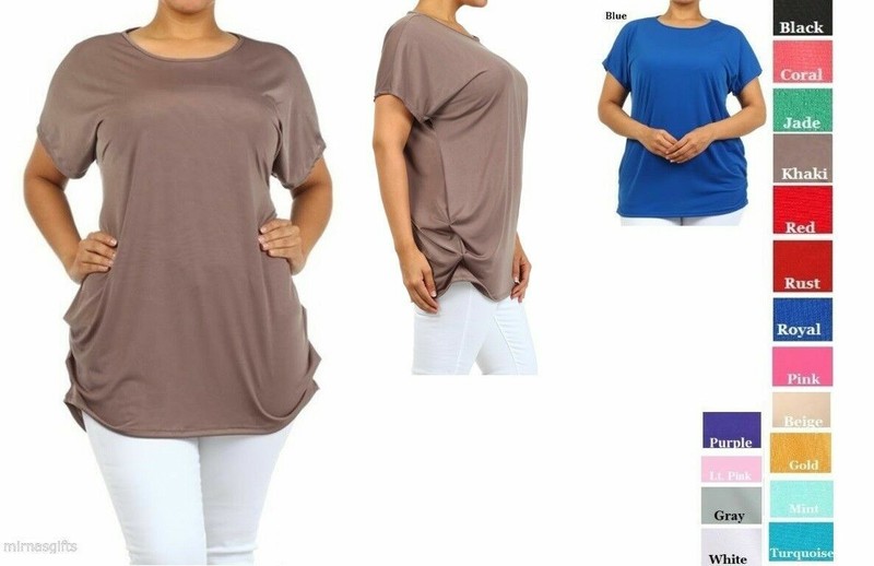 Plus Size Solid Knit Tunic Top Blouse 1xl 2xl 3xl Assorted Colors