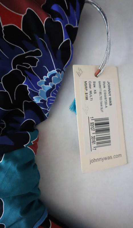 Johnny Was CSW8720 Women Sz XS Multi Marritt Belted Tank One-Piece Swimsuit $198 gallery