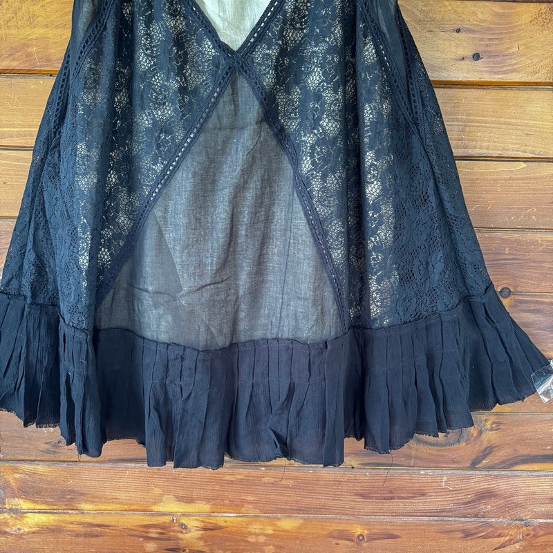 Free People Angel Lace Coquette Cotton RawHem Mini Babydoll Dress Size Small gallery