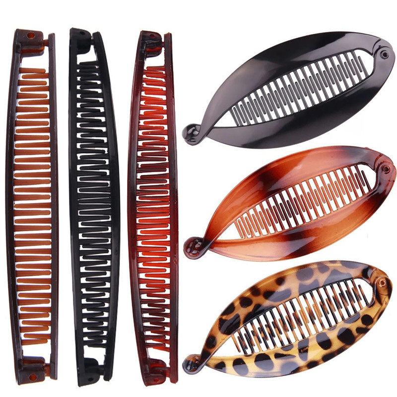 Classic Fishtail Banana Hair Clips for Women – Large Double Ponytail Holders