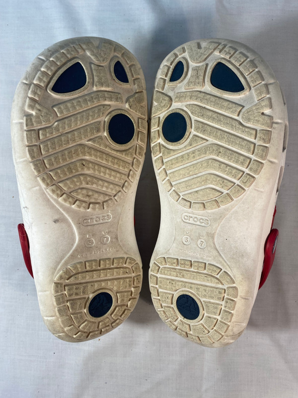 CROCS Modi Sport Clogs Sandals Unisex White Red Blue Slip On - M 5 W 7 gallery