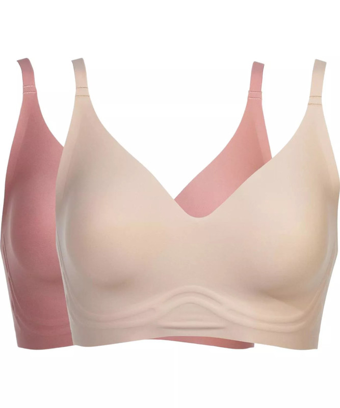 Rhonda Shear 2-pack Invisible Edge Bonded Foam Bra, LBG/LRS, M