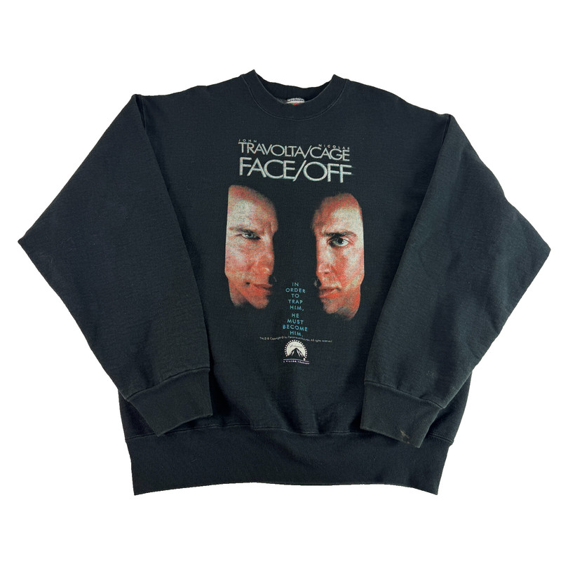Vtg 90s Face Off Movie Promo Sweatshirt Pullover John Travolta Nicolas Cage L