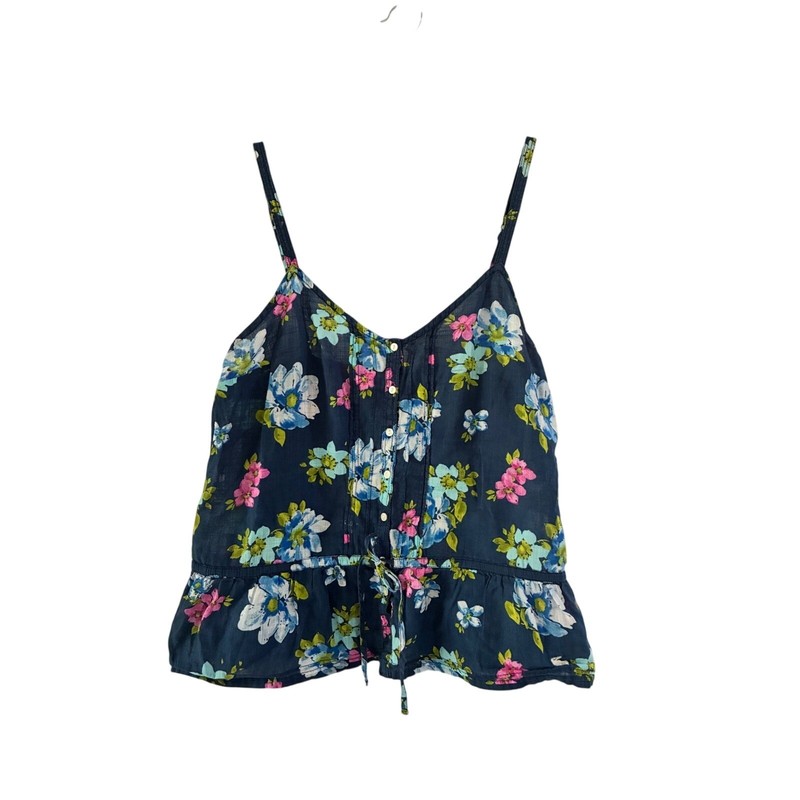 Abercrombie & Fitch Women Navy Blue Floral Cotton Peplum Camisole Top Size M