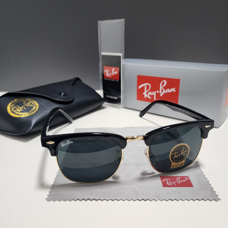 Ray-Ban RB3016 Sunglasses Clubmaster Classic Black Frame Glass Gray Lens 51 mm gallery