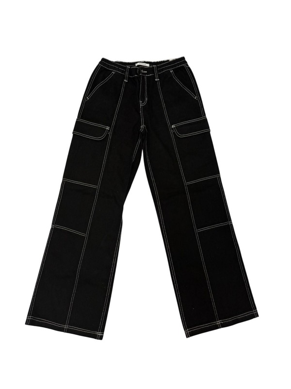 PacSun Black Contrast Stitch Baggy Cargo Pants