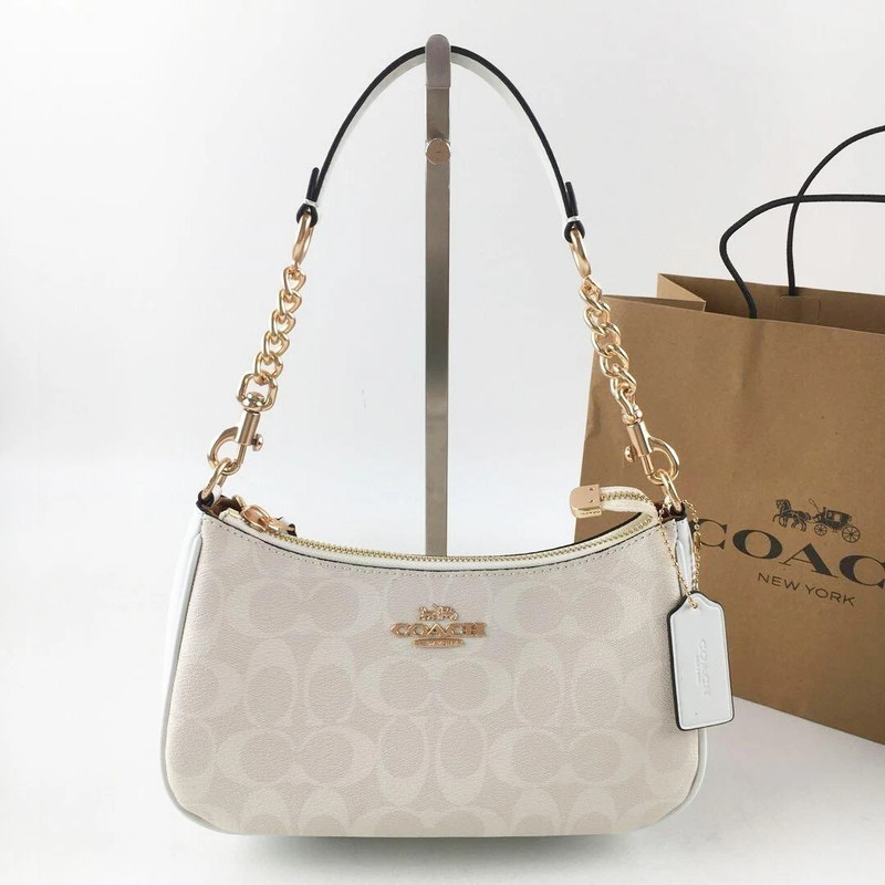 NEW COACH Teri 2Way Shoulder Bag Signature Coated Canvas White outlet CA548