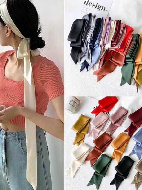 Scarf Ribbon Bag Handle Wrap Silk-Like Twill Satin Neck Hair Accessories gallery