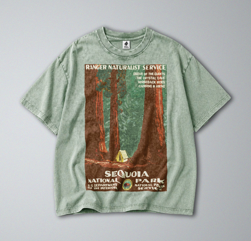 100% Cotton Tee – Unisex Retro Oversized Fit – Sequoia National Park Print