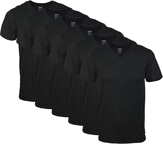 Men’s V-neck T-shirts, Multipack, Style G1103, Black (6-Pack),