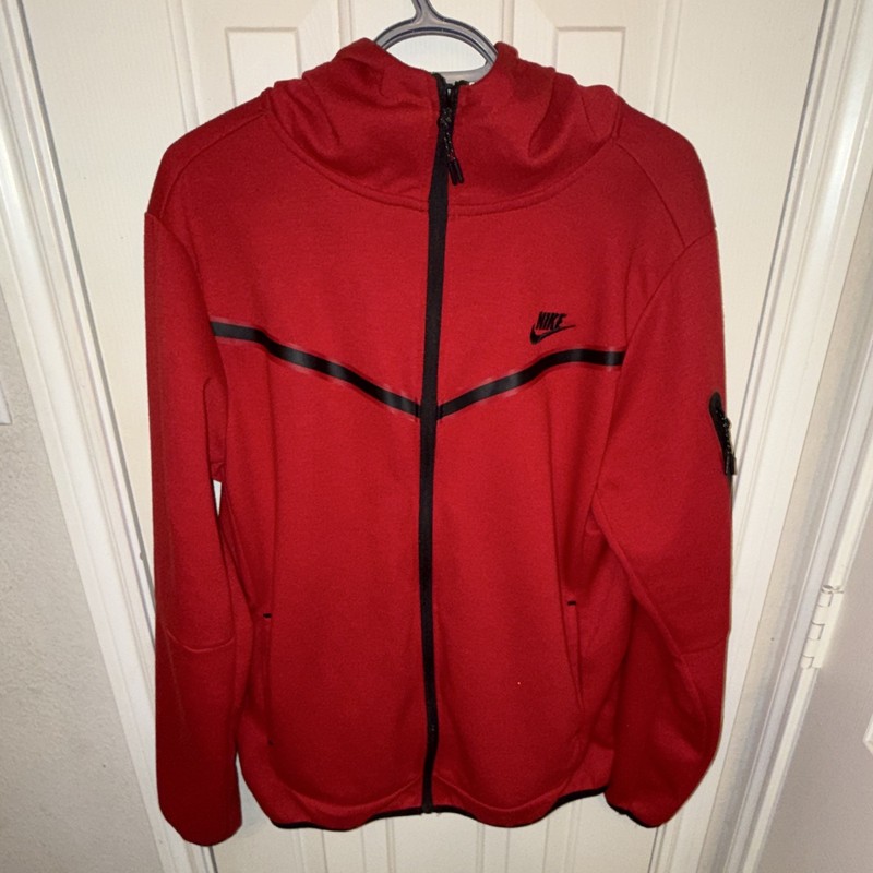 Nike Men’s Red/Black Full Zip Fleece Hoodie w/ Pockets Hood Size L