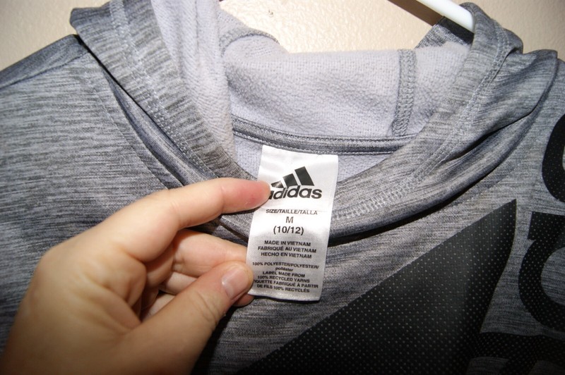 Adidas Youth Color Block logo Hoodie, Medium (10/12), Gray/Black (toteR) gallery