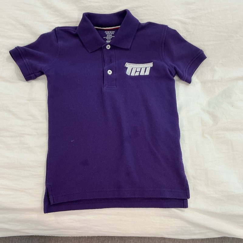 French Toast Boys XS (4/5) Purple Piqué Short Sleeve Polo Shirt TCU Logo