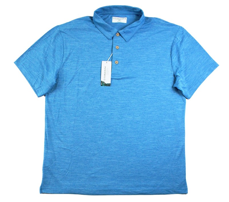 Cubavera Polo Shirt Mens Medium Blue Mediterranean Heather Moisture Wicking Golf