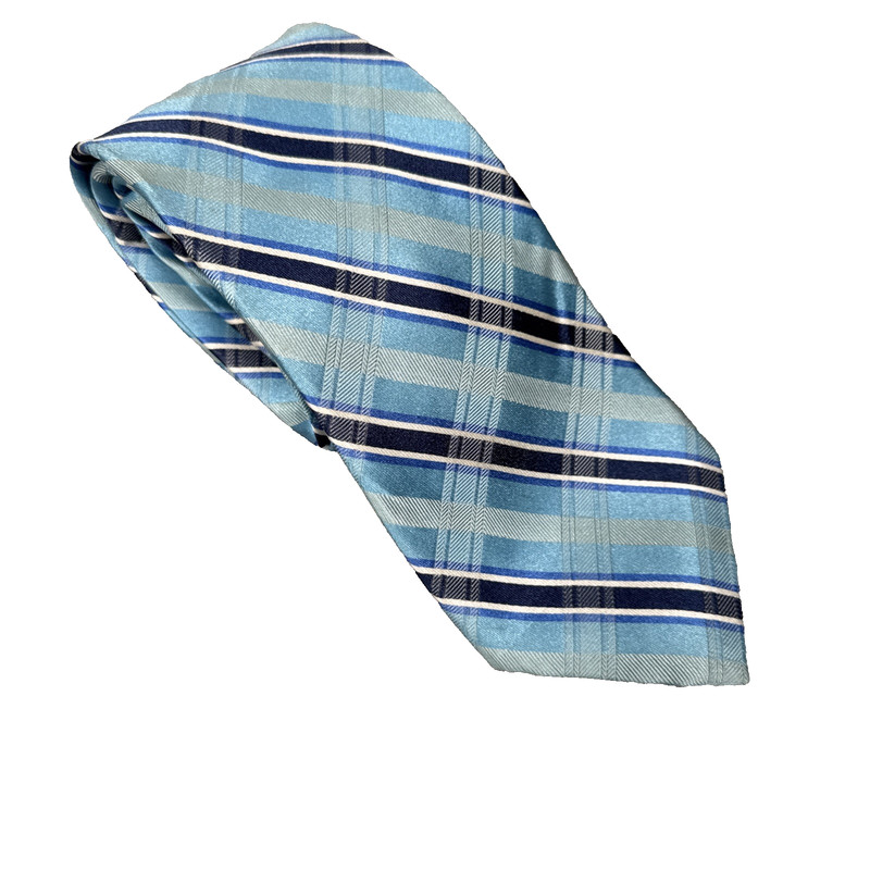 Jones New York Men’s Neck Tie Turquoise Stripe 60″ x 3.5″ 100% Silk