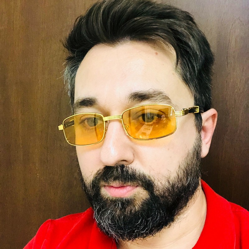 Men Hip Hop Sunglasses Orange Pink Yellow Lens Square Classy Gold Frame Stylish