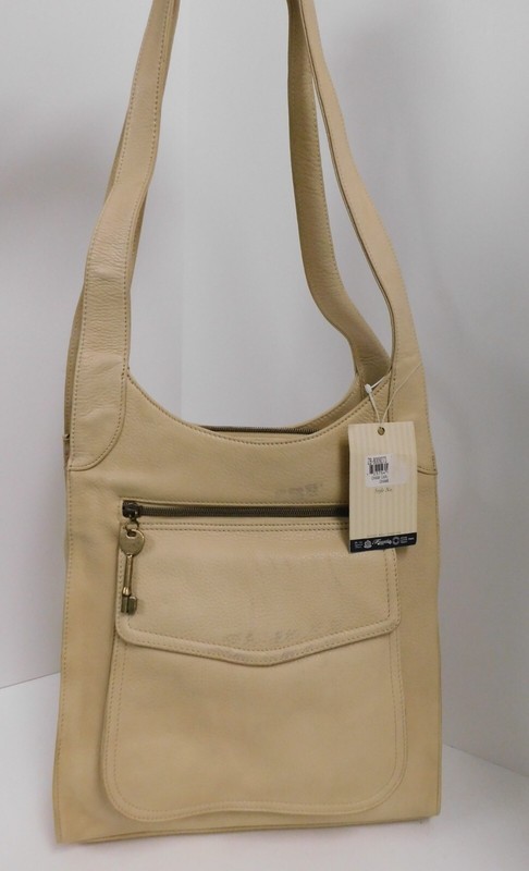 New Fossil Beige Leather Cargo Large Hobo Bag