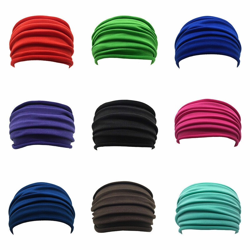 2pcs Elastic Stretch Wide Head band Hairband Running Yoga Turban Women Head mask gallery