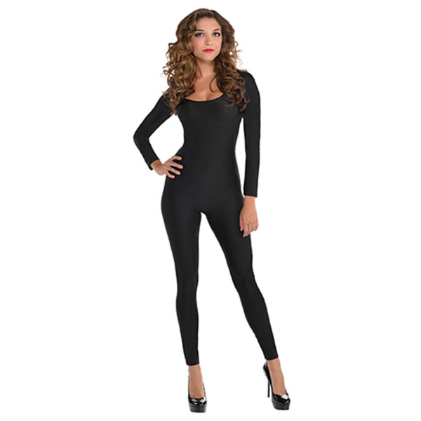 Damen Basic Overall Einteiler BLACK Catsuit