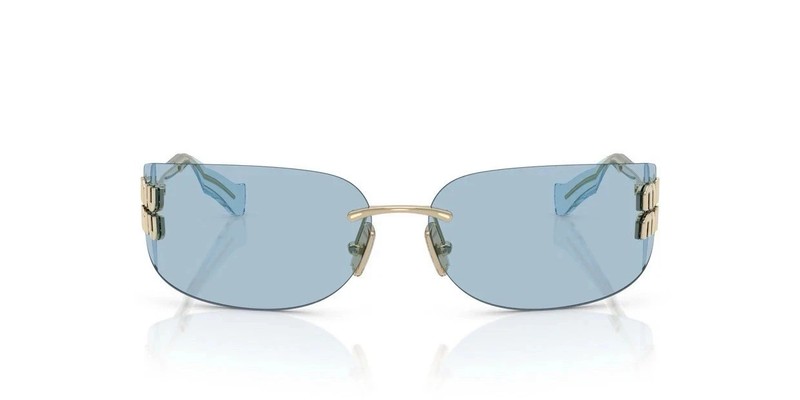 MIU MIU MU A51S ZVN10P Gold Light Blue Lens Women's Sunglasses New 75mm gallery