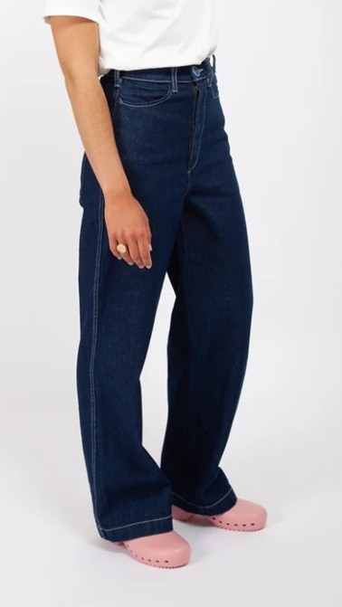 Gravel & Gold PLACER Jeans Women’s 2 Wide Straight Leg Dark Wash Made in USA EUC