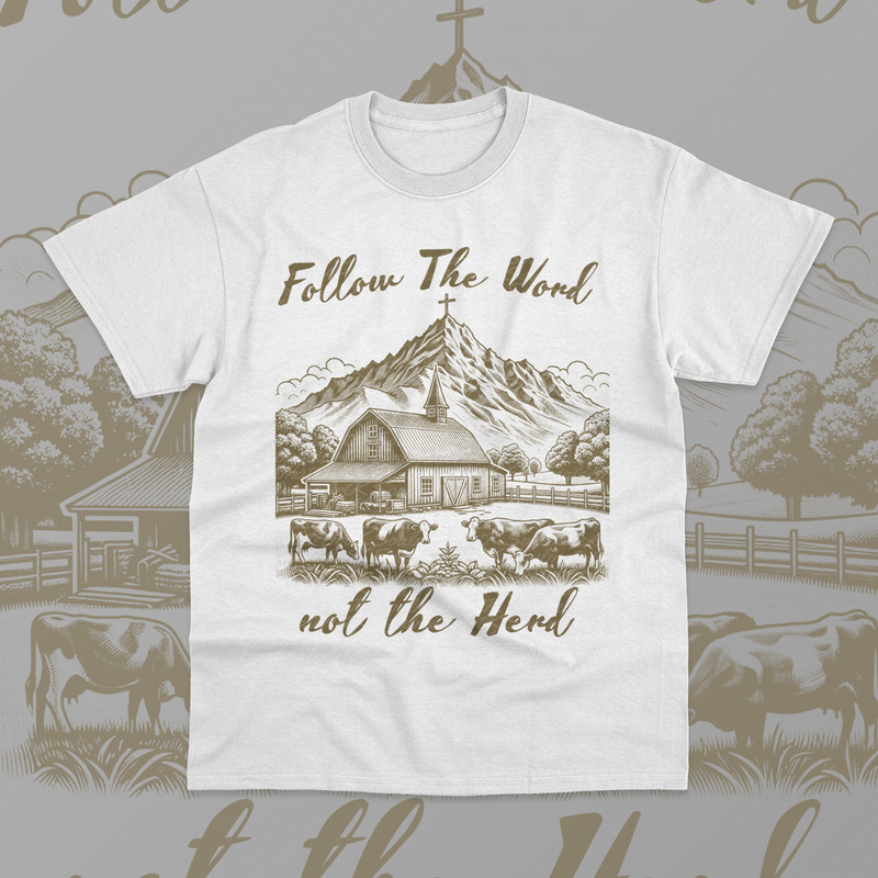 Follow the Word Not the Herd T-Shirt Religious Funny Bible Unisex Sweater Shirt gallery