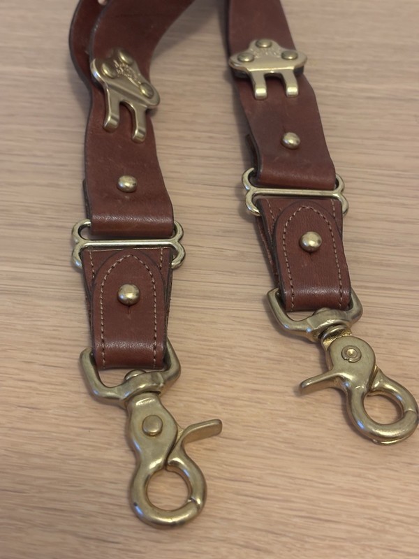 Col Littleton No. 2 American Buffalo Suspenders W/Brass Belt Loop Clasps Nice! gallery
