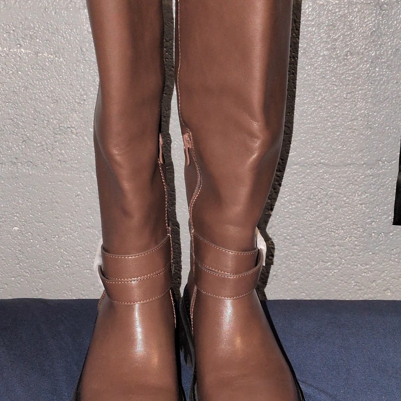 Cellenz Women’s Brown Knee High Riding Boots US 7.5 EU 38 Zip Strap