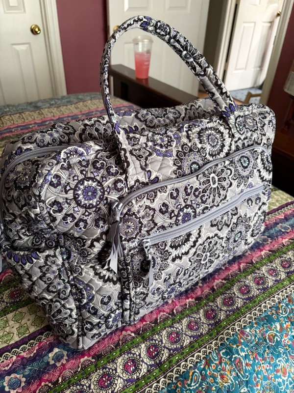 Vera Bradley large Weekender Travel Bag gray Tranquil Medallion pattern gallery
