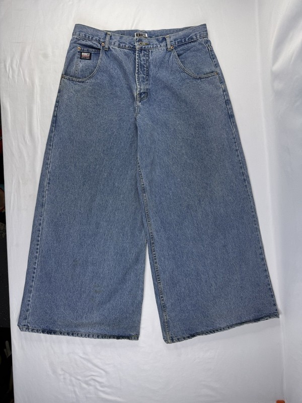 HTF RARE VTG Request Jeans Original NYC Mens 38 Baggy SUPER Wide Leg Blue Hi Ris