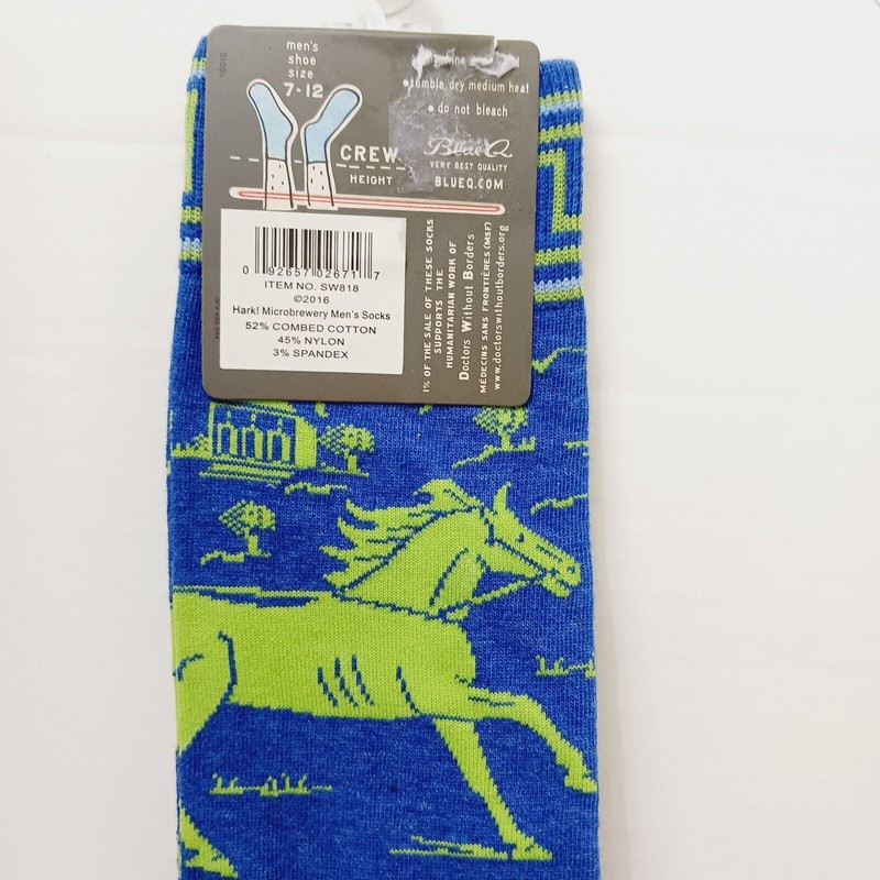 Sock Blue Q Crew Men Hark Microbrewery Chariot Horse Roman Greek Cotton Comfort gallery