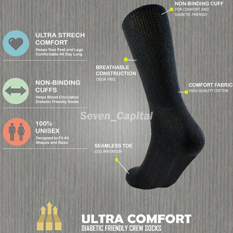 For Mens Womens Non Binding Physician Approved Circulation Diabetic Crew Socks gallery