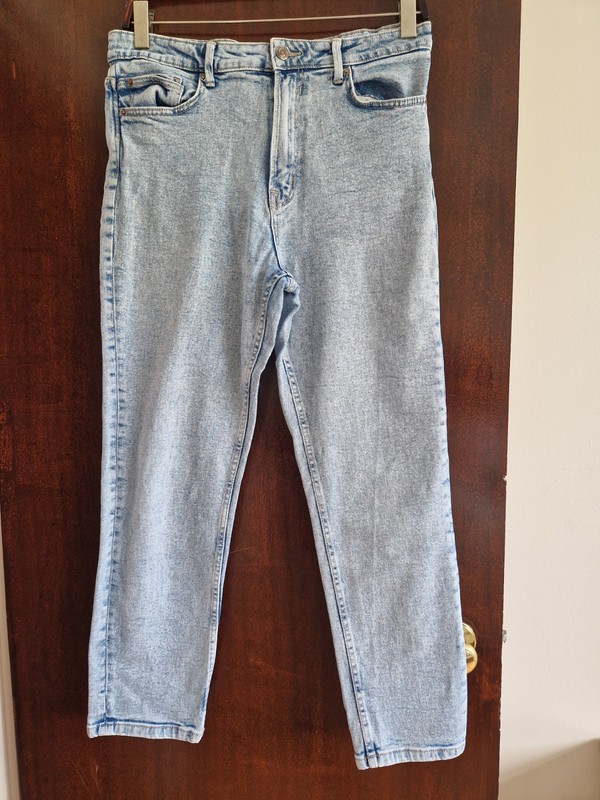 Stradivarius Women’s Jeans Size 16 Light Blue Denim Mom Slim Spring Summer