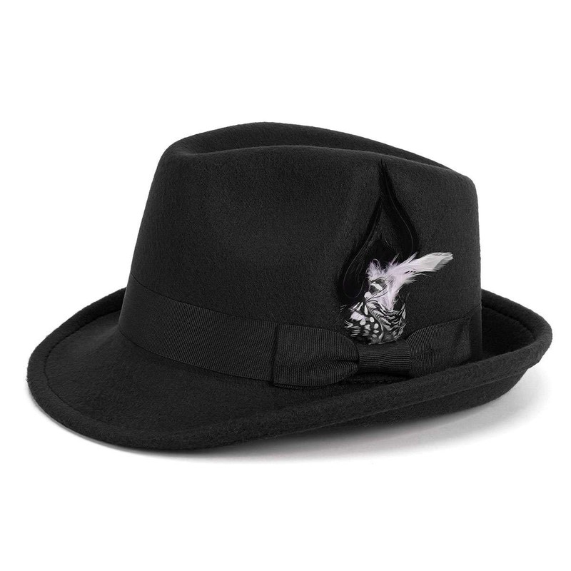 Classic Fedora Hats for Men Gentleman Short Brim Felt Feather Panama Dress Hat
