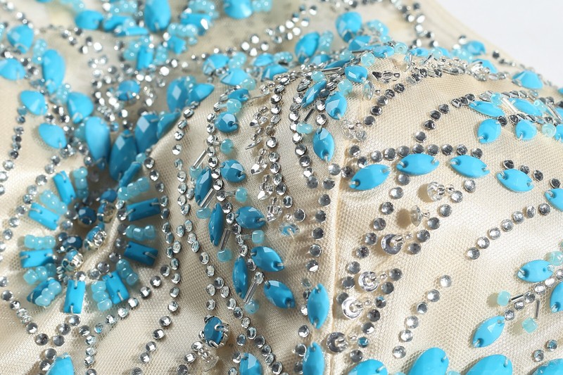 SHEER Embroidery Open Back Rhinestone Long Evening Gown prom dress gallery