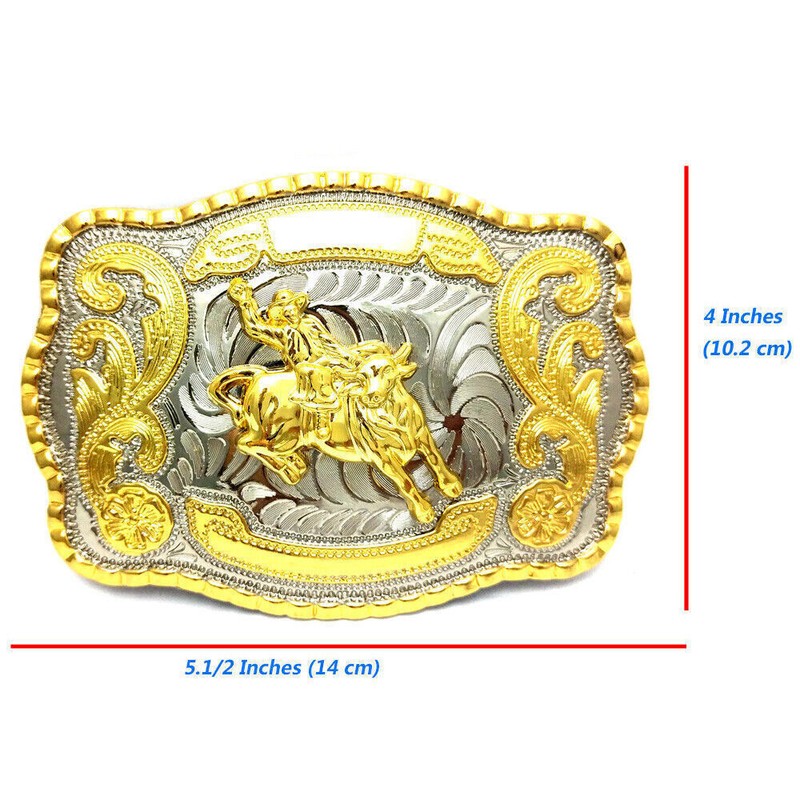 WESTERN SHINE BELT BUCKLE MEN BULL RIDE RODEO ANIMAL LONG HUGE RODEO BIG COWBOY gallery