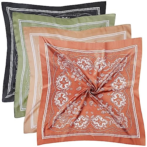 Fishinsea 4 Pcs 27.5'' x 27.5'' Satin Silk Head Scarf Hair Scarves Pattern 1 gallery