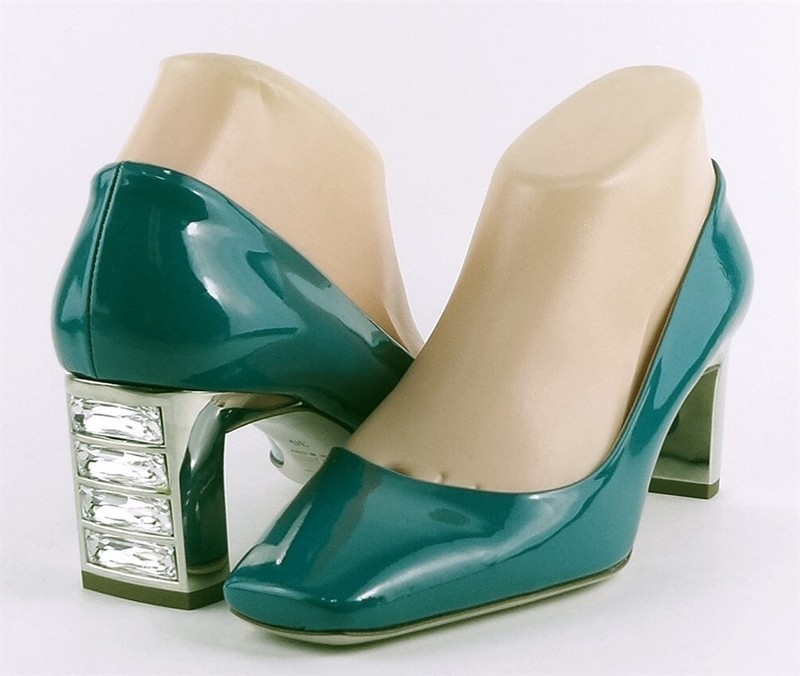 $730 MIU MIU 5I8502 OTTANIO Patent Designer Jeweled Heels Pumps 6 EUR 36
