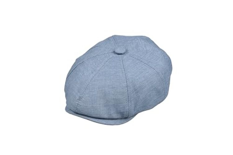 8 Panel Newsboy Cap – Linen Blend with 100% Cotton Lining X-Large Blue