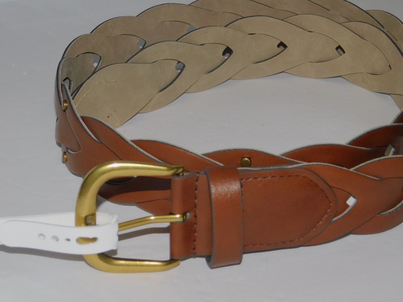 Womens Brown Braid 2X Belt Gold Tone Buckle 49 inches gallery