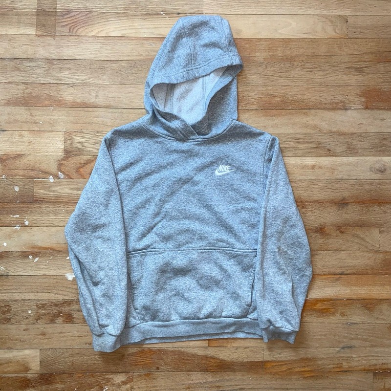 Nike Sportswear Club Fleece Youth Pullover Hoodie Gray Size Large