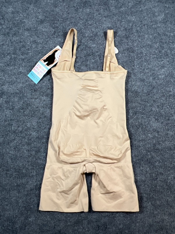 Assets By Spanx Shaping Open Bust Bodysuit Women 1X Beige Conuertible Back Strap gallery