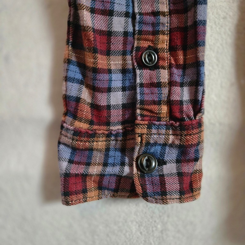 Lee Mens Plaid Flannel Button Down Shirt Medium Red Blue Orange 112339792 gallery