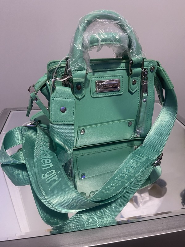Green Small Satchel Top Handle Crossbody Bag Logo Pattern Zip Pouch Silver HW