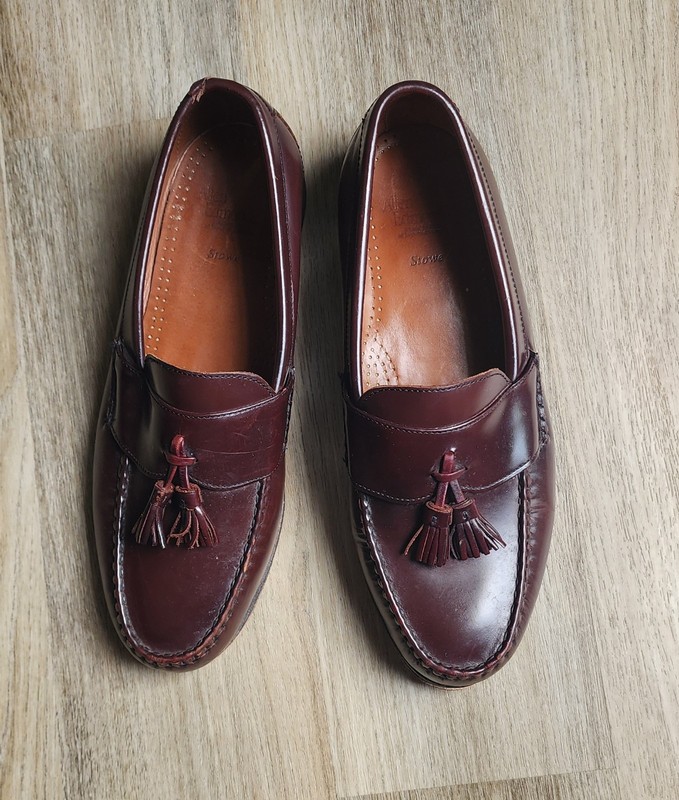 Allen Edmonds Men’s Stowe 42397 Burgundy Polished Calf Leather Loafers Size 12
