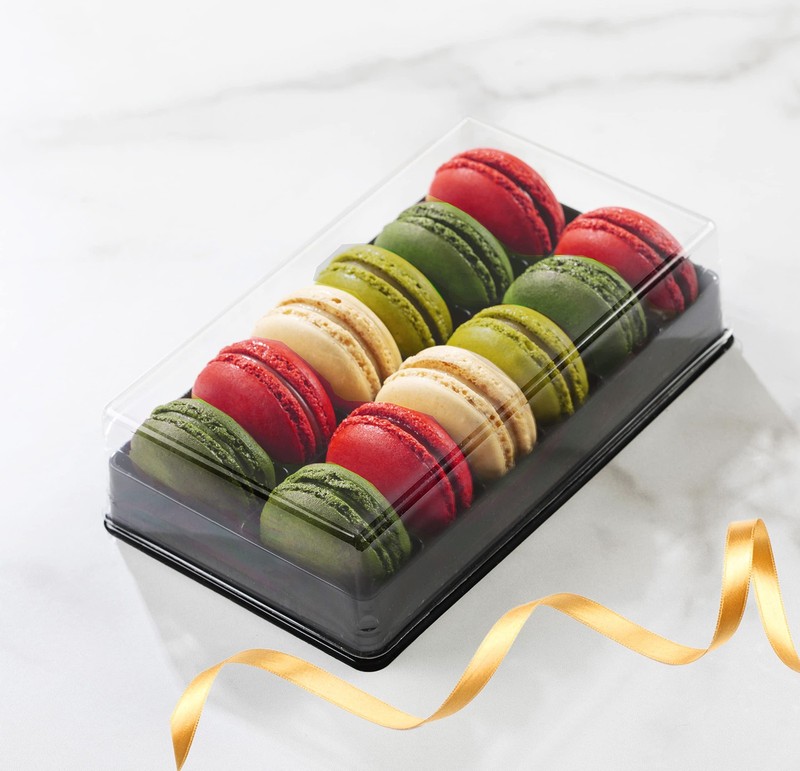 Clear and Black Base Plastic French Macarons Small Gift Boxes – Holds 12 Maca…