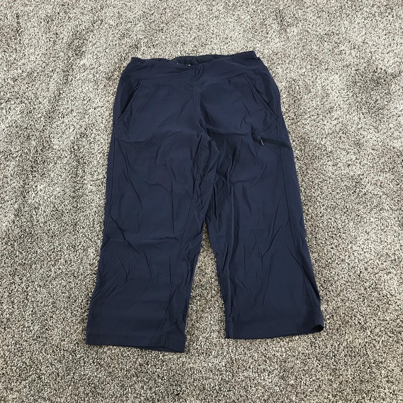 Mountain Hardwear Capri Pants Womens XS Blue Hiking Elastic Waist Zip Pocket